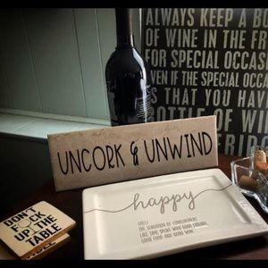 Uncork & Unwind Grey/White Marble Ceramic Sign